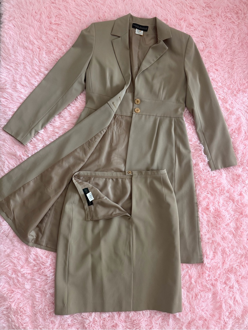 Harve Benard Neutral Beige Blazer and skirt 2 piece set